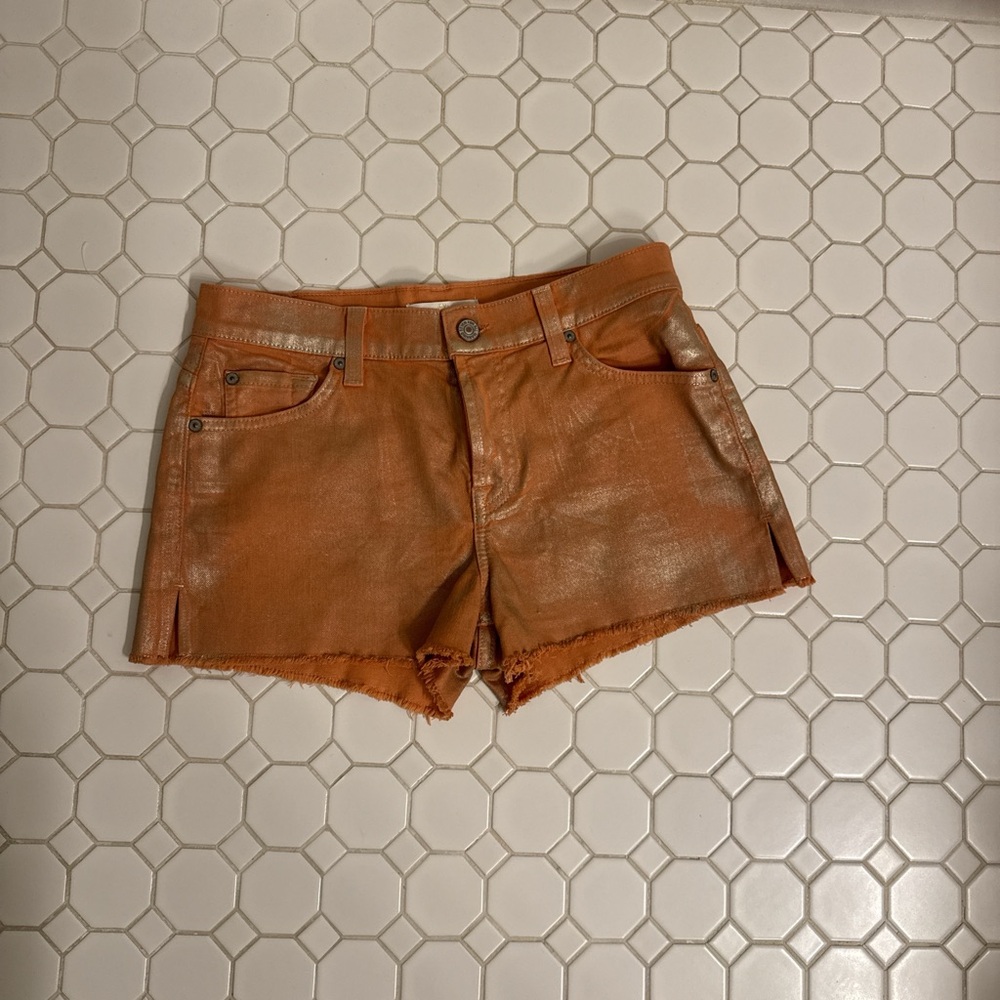7 For All Mankind Orange Jean Shorts